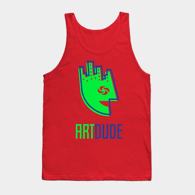 YourArtDude Logo In Lime And Blue Tank Top by yourartdude